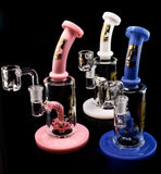6B GLASS - 7" Colorful bent style smoking glass water pipe with donut perc-2022B10 6B GLASS - 7" Colorful bent style smoking glass water pipe with donut perc-2022B10