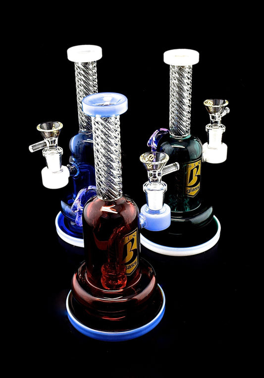 9" Twisted 6B glass Water pipe Colorful