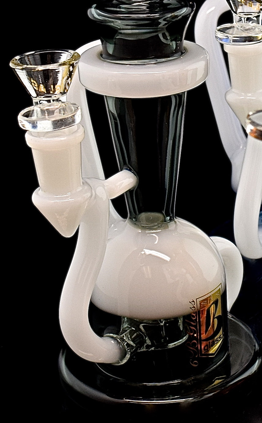 6B GLASS - Stemless GoG Recycler Water Pipe with Pass Thru Stem -2021B91