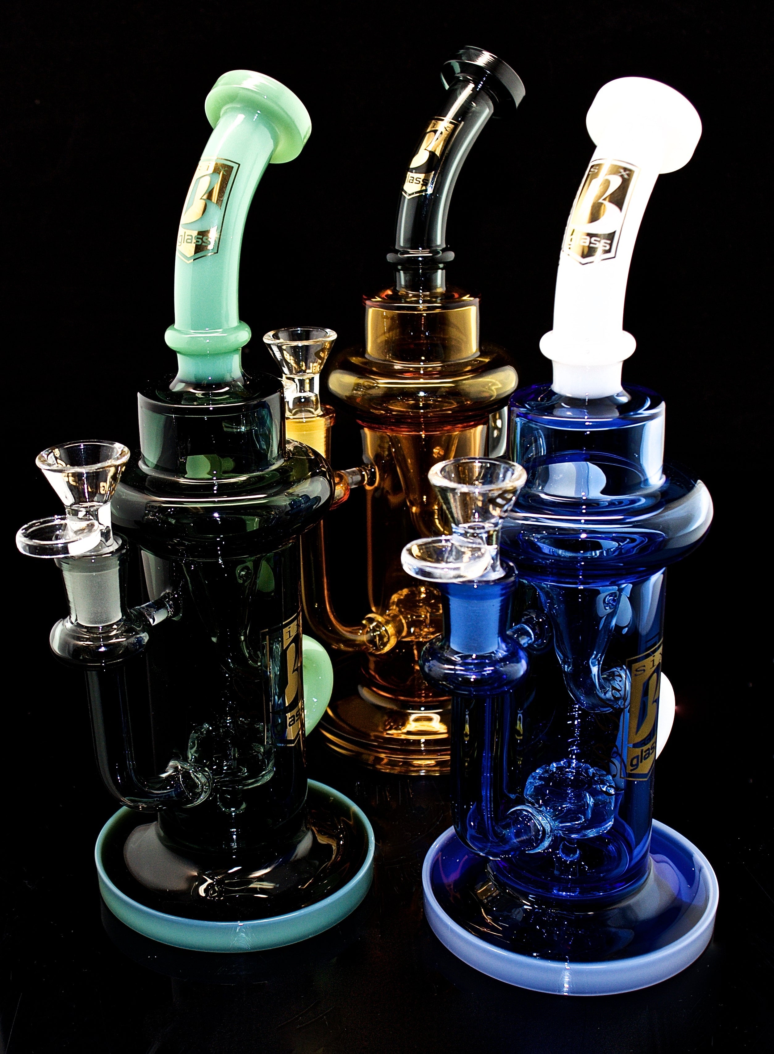 6B GLASS - 12" Vortex Recycler Tobacco Smoking Water Pipe Hookah Bubbler Bong-2021B84