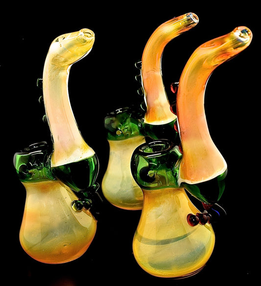 Gold Fumed Glass Sherlock Bubbler | Wholesale Glass Pipe - 1938