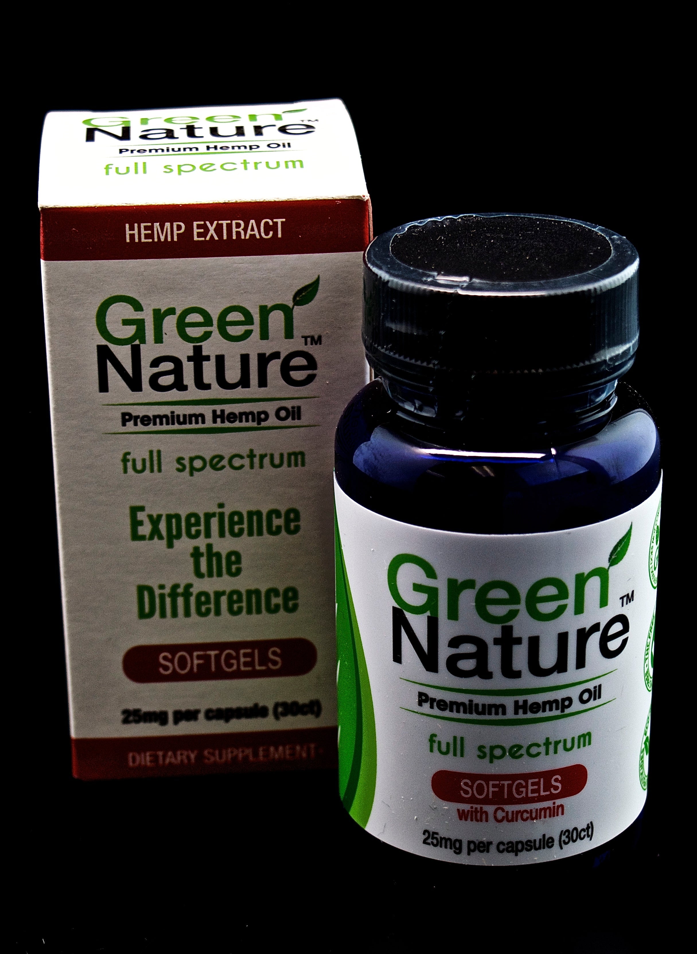 Green Nature Premium Hemp Oil Full Spectrum Softgels 25mg per capsule (30ct)-705