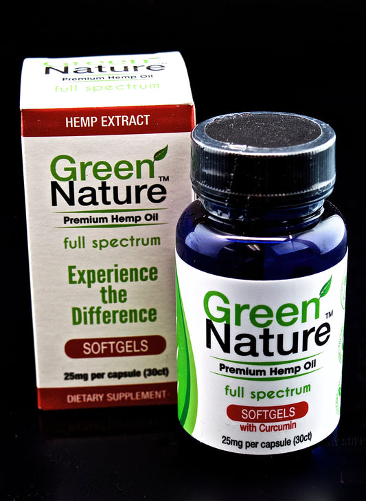 Green Nature Premium Hemp Oil Full Spectrum Softgels 25mg per capsule (30ct)-705