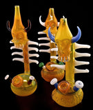 Alien Style Gold Flaming Smoking Glass Bubbler  - 1939