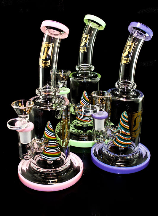 6B GLASS - Bent Water Pipe with beautiful Reversible per-2021B66