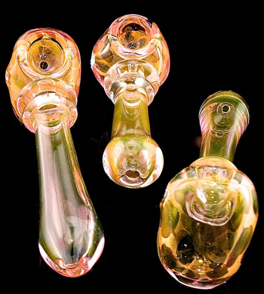 5" Gold Flaming Glass Pipe