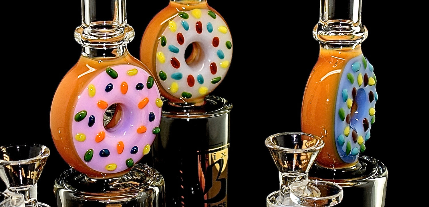 Donuts Smoking Glass Water pipe with shower head colorful Perc -2023B48