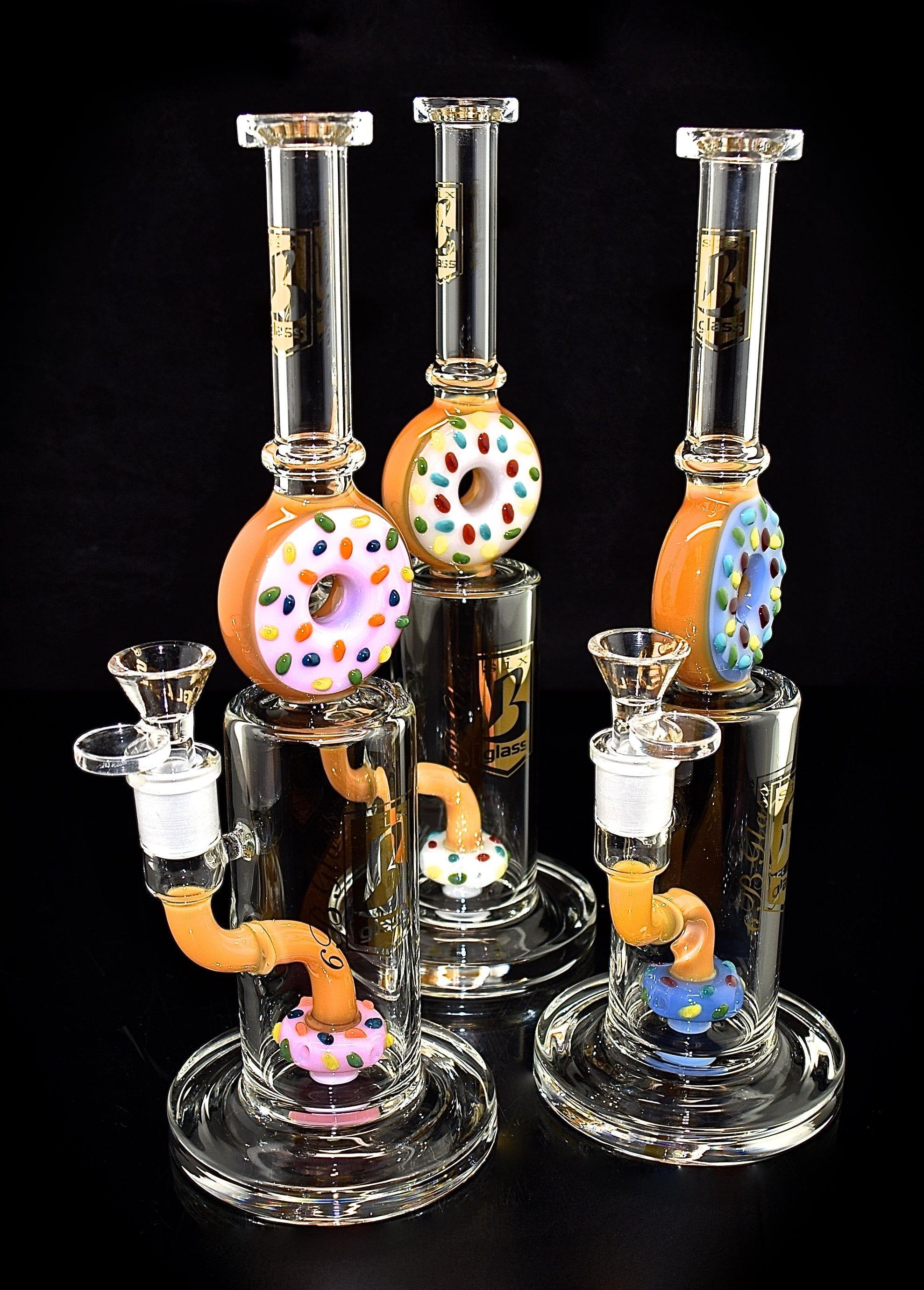 Donuts Smoking Glass Water pipe with shower head colorful Perc -2023B48