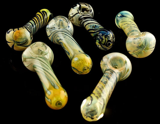 3.5" Yellowed Striped Hand-Pipe