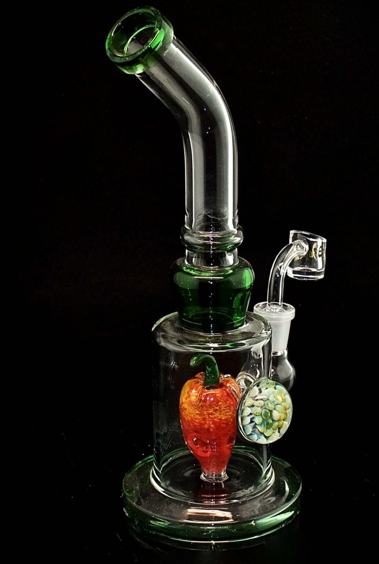 10" Bent Smoking Glass Water Pipe with Strawberry Perc-2