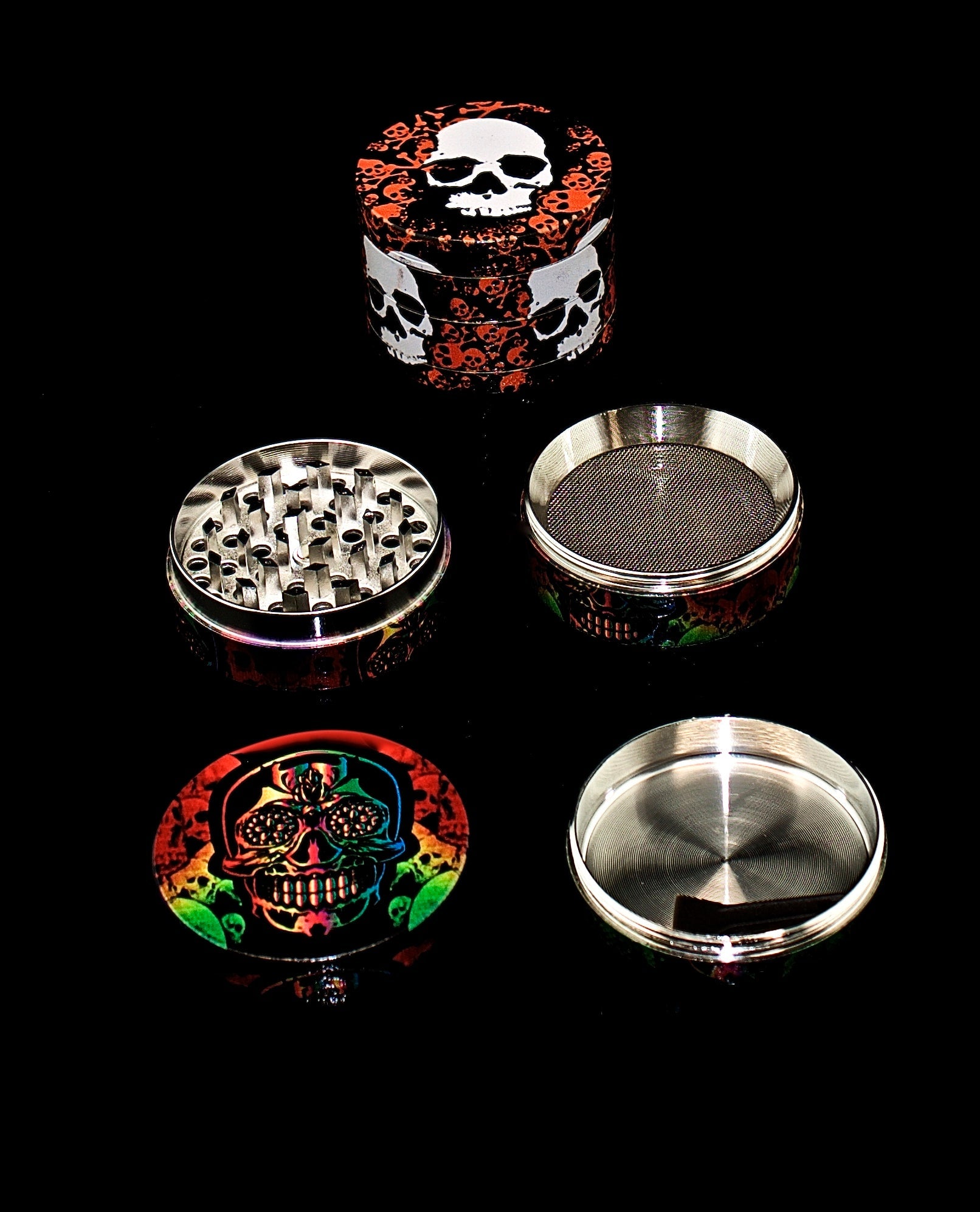 4-Layers Herb Grinder Spice Tobacco/Weed Smoke Metal Crusher Leaf Design 50MM