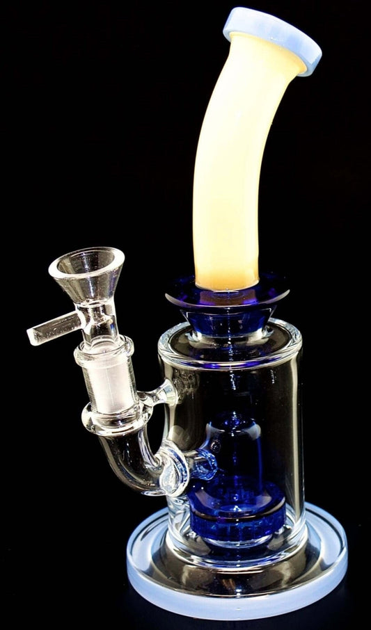 10" Glass Water Pipe Bong Bent Neck Wheel Percolator Blue – 5