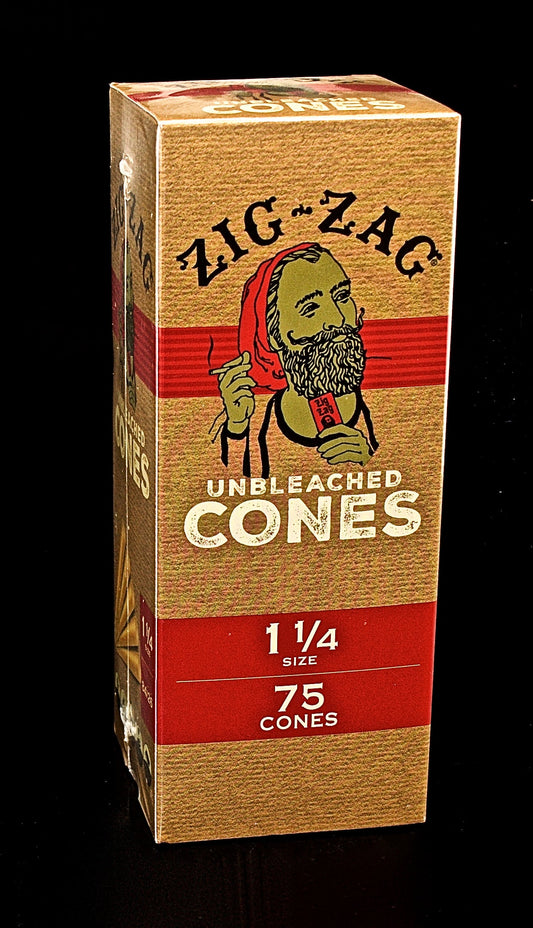 Zig-Zag | 1 1/4" size | 75 Unbleached Cones | Wholesale Glass Pipe - 1603