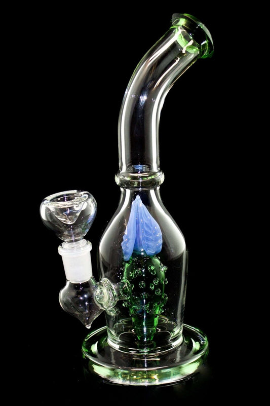 10" Smoking glass water pipe with leaf perc