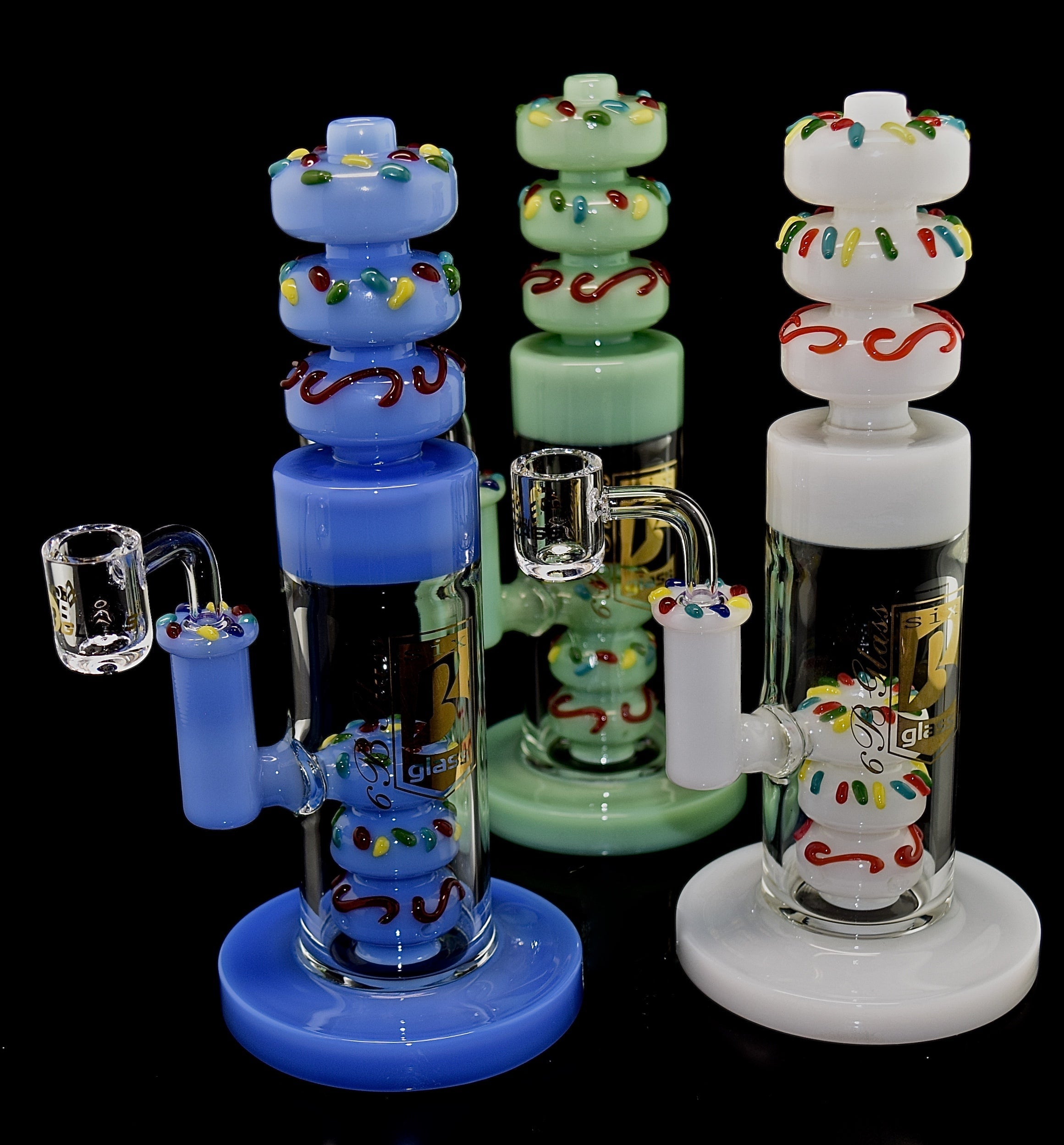 Donut Style Colorful Smoking Glass Water Pipe  -2022B35