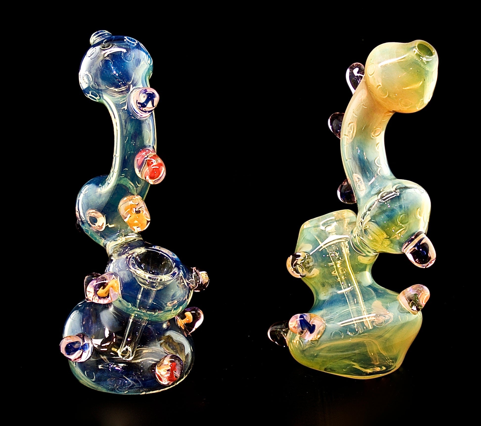 8" Fumed Infinite Stone Water Glass Bubbler Pipe 240g  - 1593