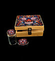 StashAM Stash Box Combo with Grinder - Includes Zinc Alloy 4 Part Herb Grinder, Smell Proof Airtight Glass Stash Jar & Embossed Wood Stash Box (Black)