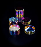 Grinder - 4 Pieces Zinc Alloy Pollen Rainbow Grinders Spice Grinder Colorful Metal Crusher with magnetic top