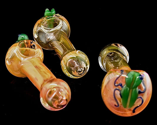 Gold Flaming Cheap Smoking Glass Pipe - 4024