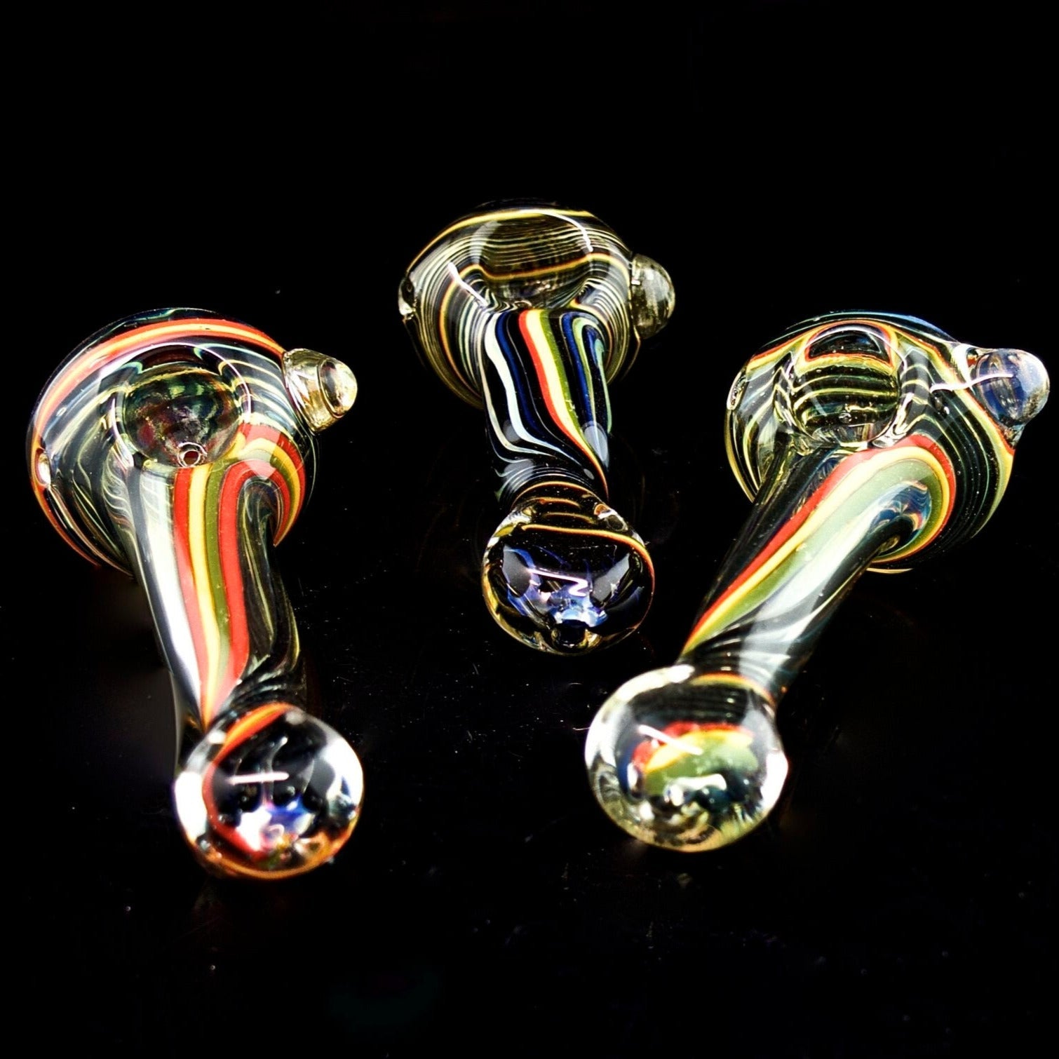 Twisted Rasta Stripe Jamaica Spoon Smoking Glass Pipe 4.5"- 4087