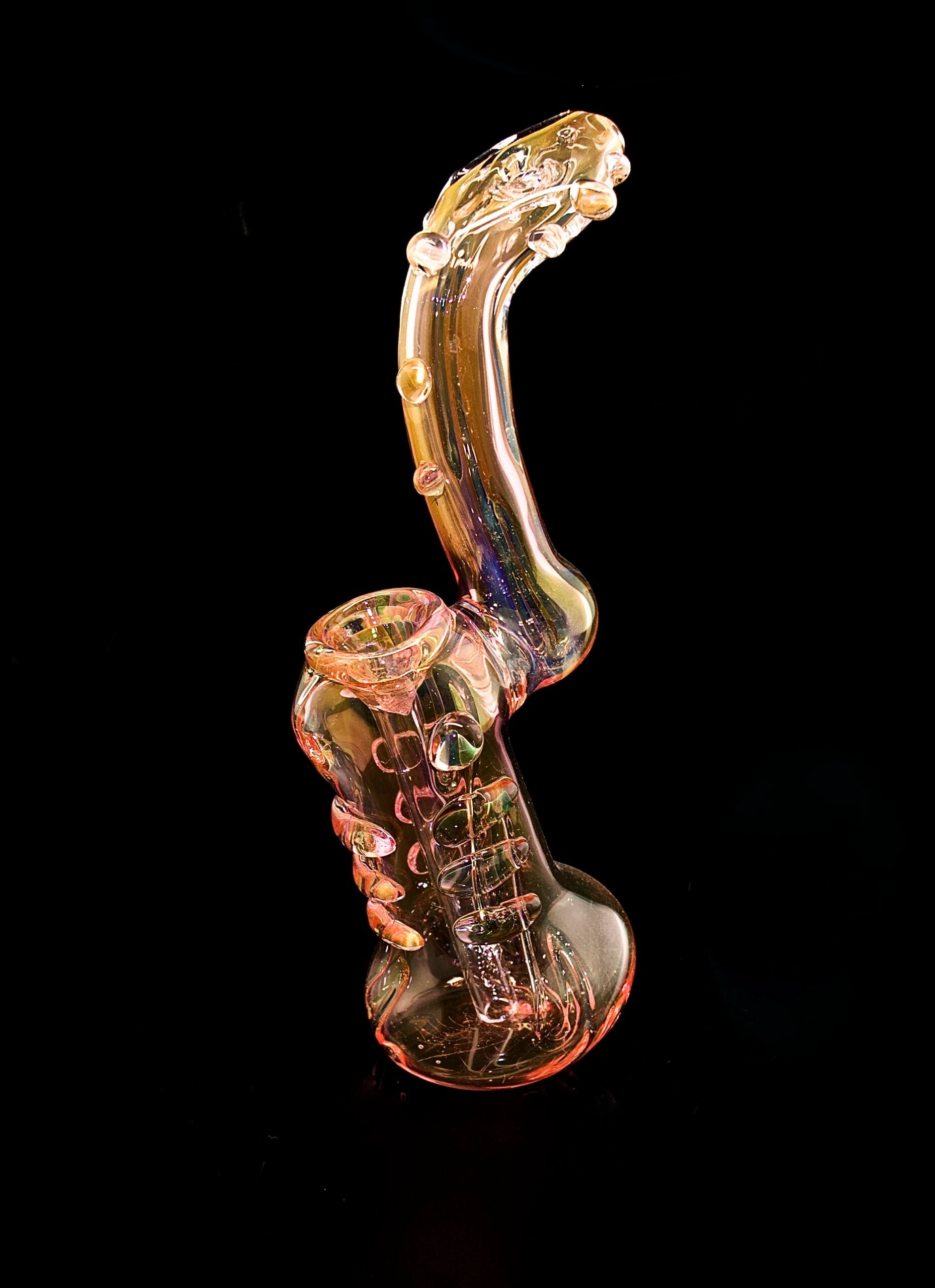 Light Coral Marbled Sherlock Bubbler | Wholesale Glass Pipe-1021