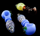 Slim Neon Squiggle Striped Glass Pipe  -1919