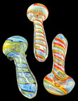 4" Slim Color Smoking Glass Pipe with Rasta Stripe -4058