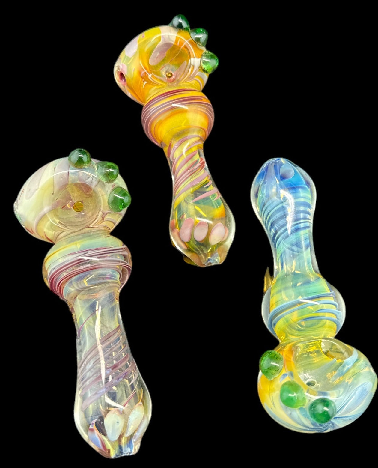 Swirl Striped Silver Fumed Glass Pipe-4082