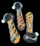 Premium 4”Glass Hand Pipe Spiral Design W/ Dichro Strip Handcrafted - 4145