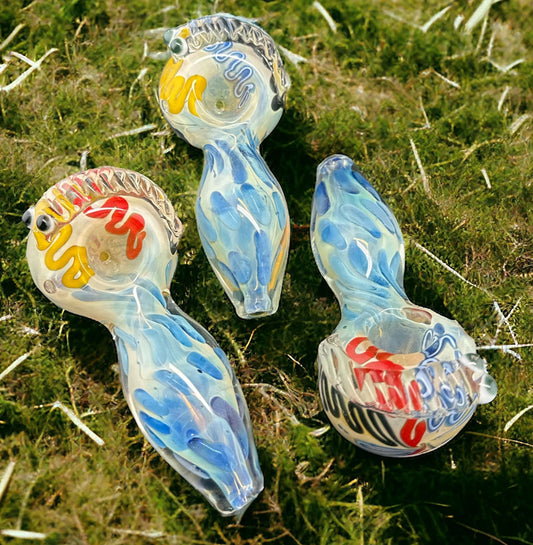 Heavy Fumed Thick Ribbon Hand Pipe 4.5"- 4151