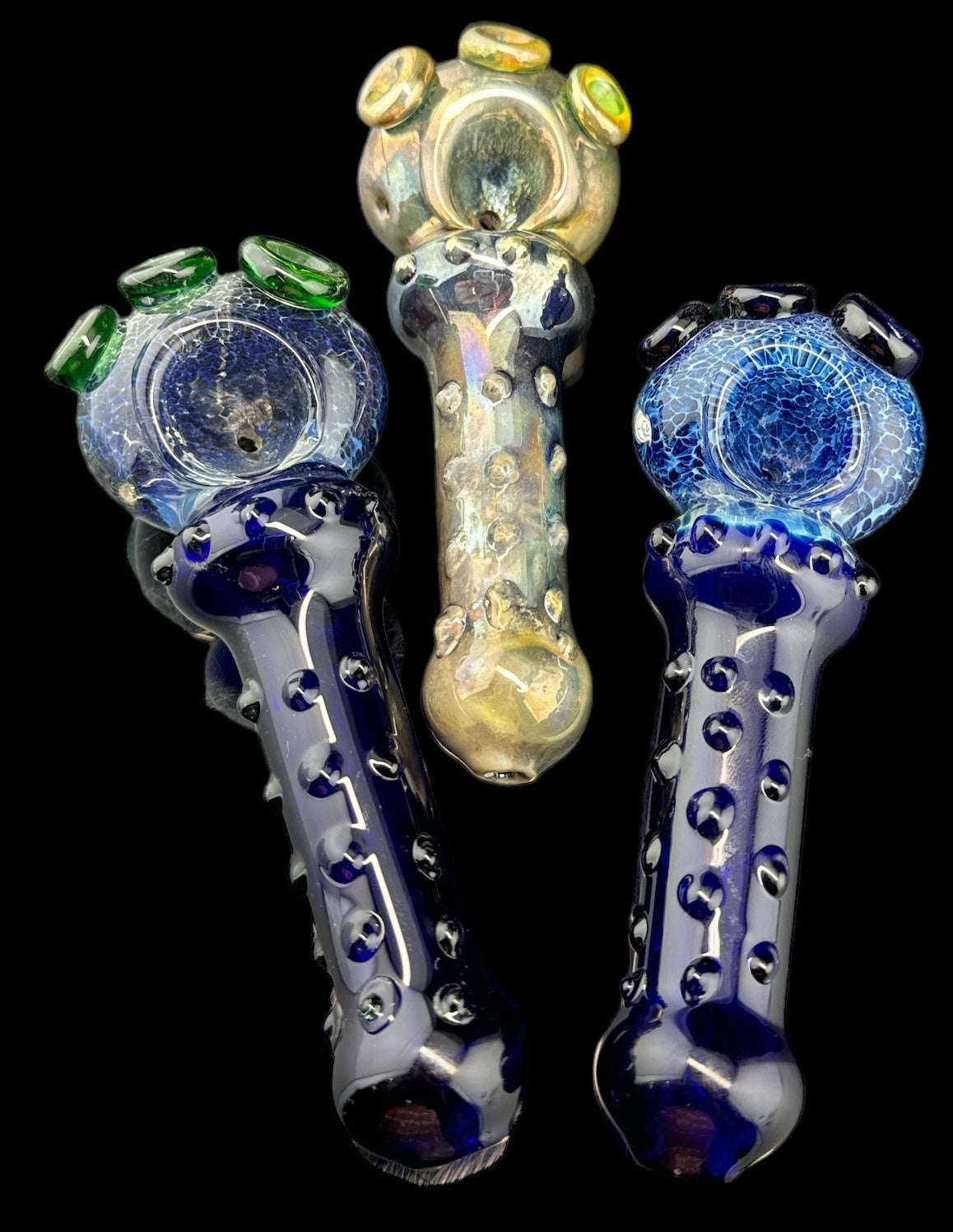 Fumed Multicolor Marbles Glass Pipe  - 4172