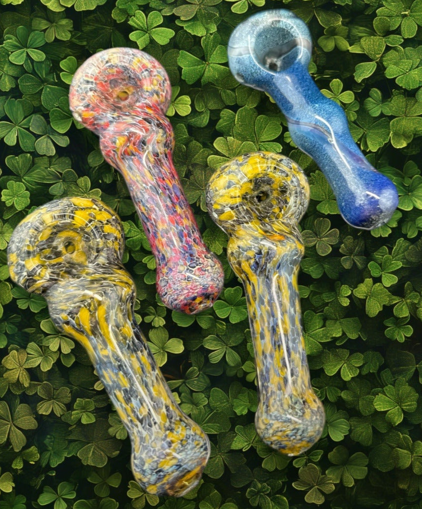 Color Changing Silver Fumed Frit Glass Pipe -4182