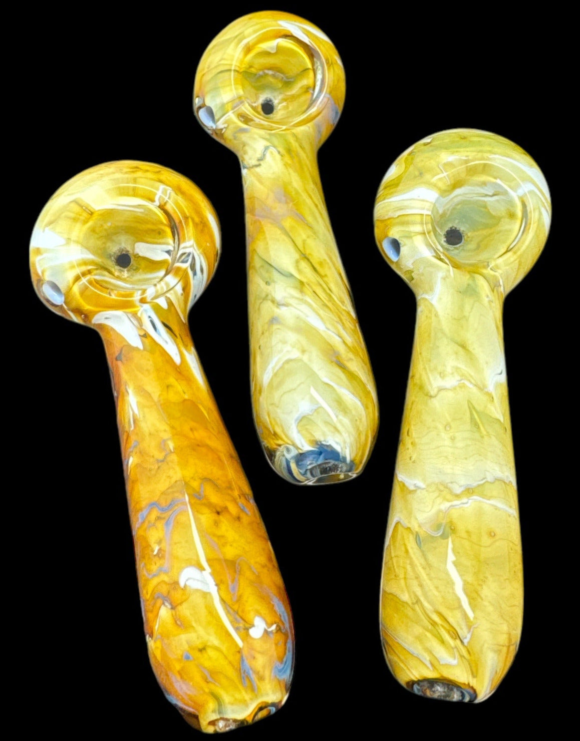 Yellow Hand Crafted Inside Out Frit Work Glass Pipe 5 Inches-4202