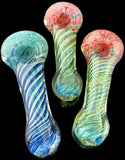 Thick Spiral Frit Silver Fumed Glass Pipe  -4215