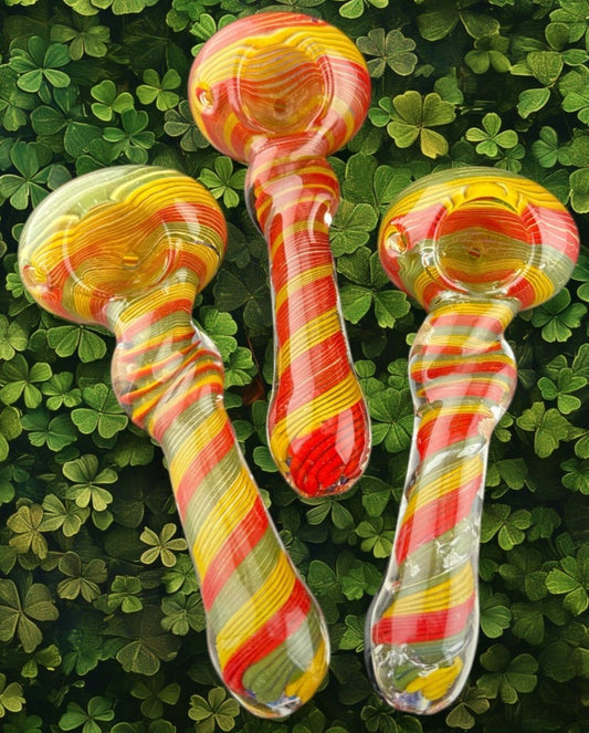 4.5" RASTA COLOR SMOKING GLASS PIPE -HAND PIPE-TOBACCO USE -4221