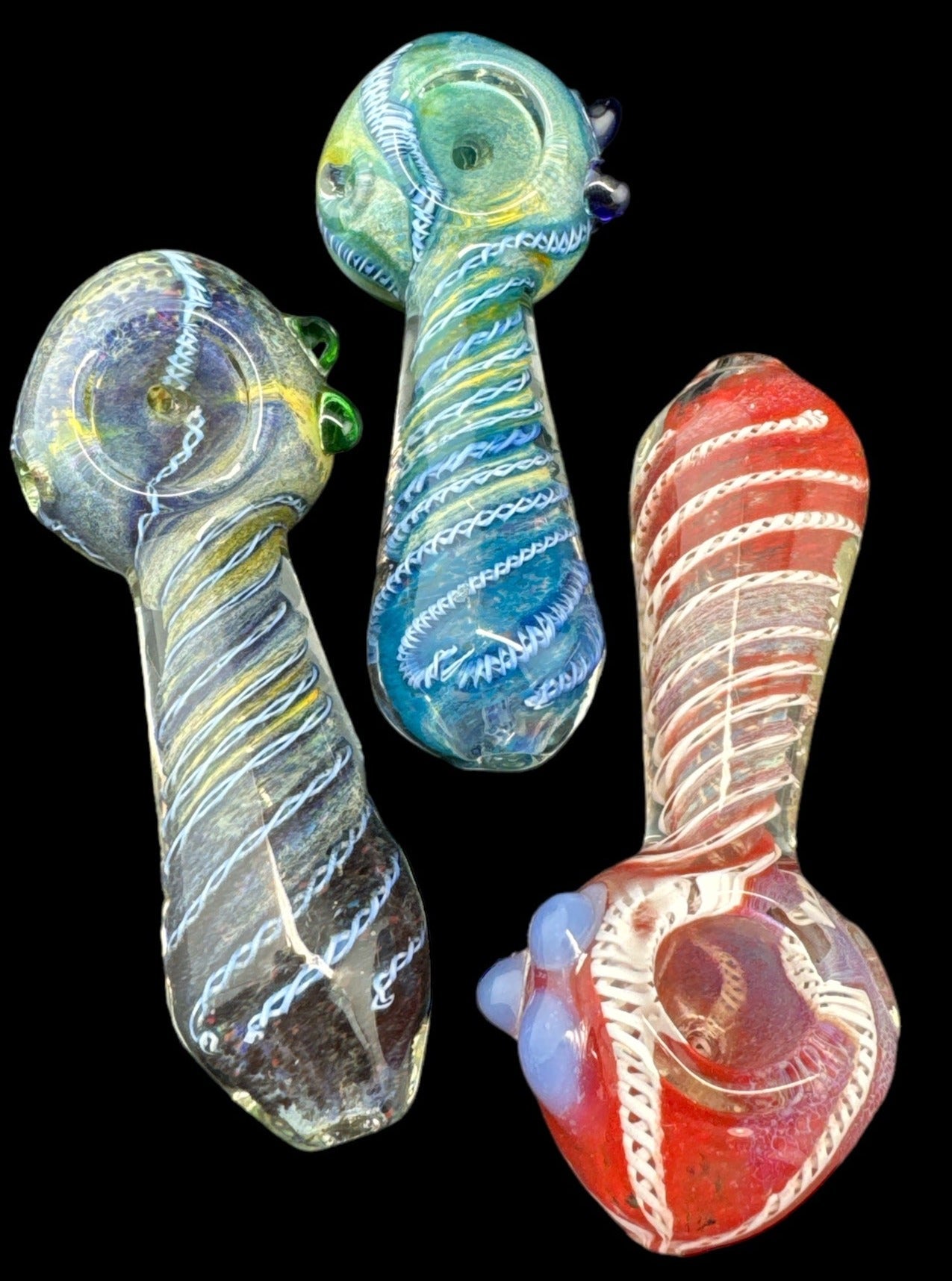 5" Thick Deep Rainbow Strips Spoon Glass Tobacco Pipe  -4239