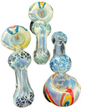 SILVER FUMED COLOR CHANGING GLASS PIPE WITH FRIT -4242