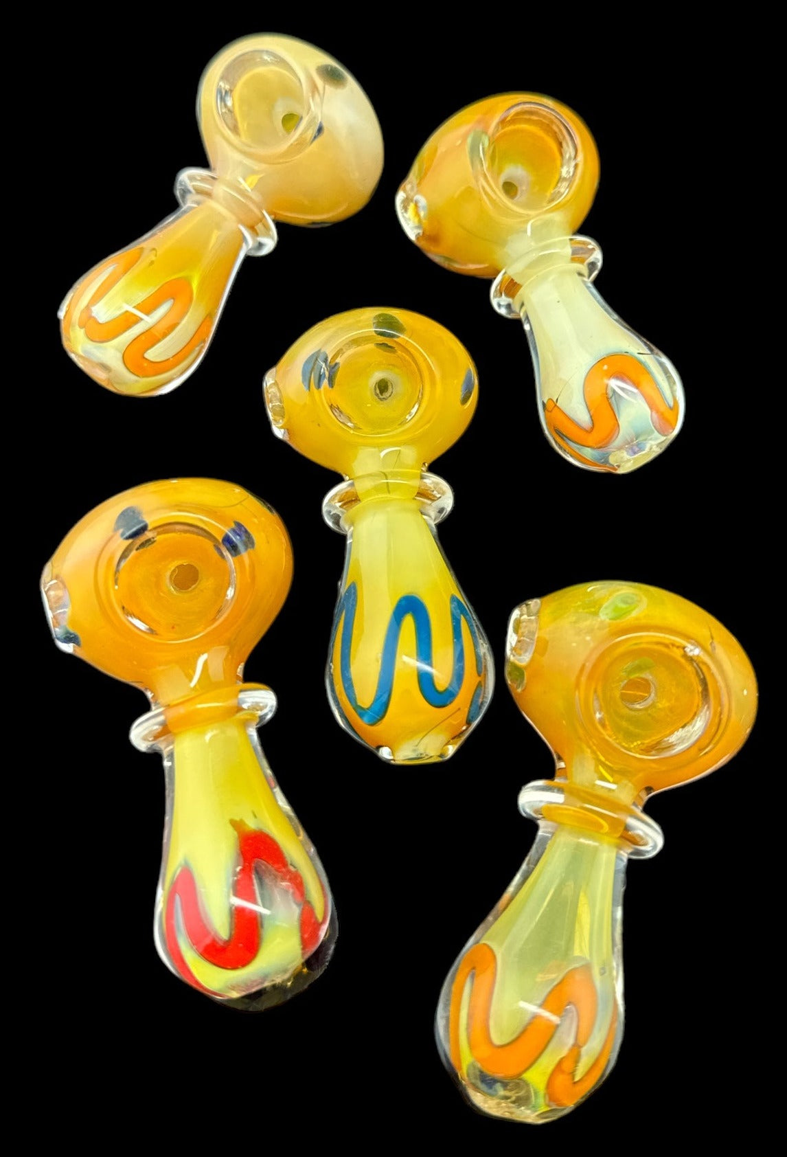 3" Gold Flaming STRIP Smoking Glass Pipe -4268