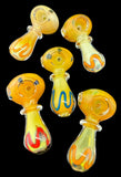 3" Gold Flaming STRIP Smoking Glass Pipe -4268