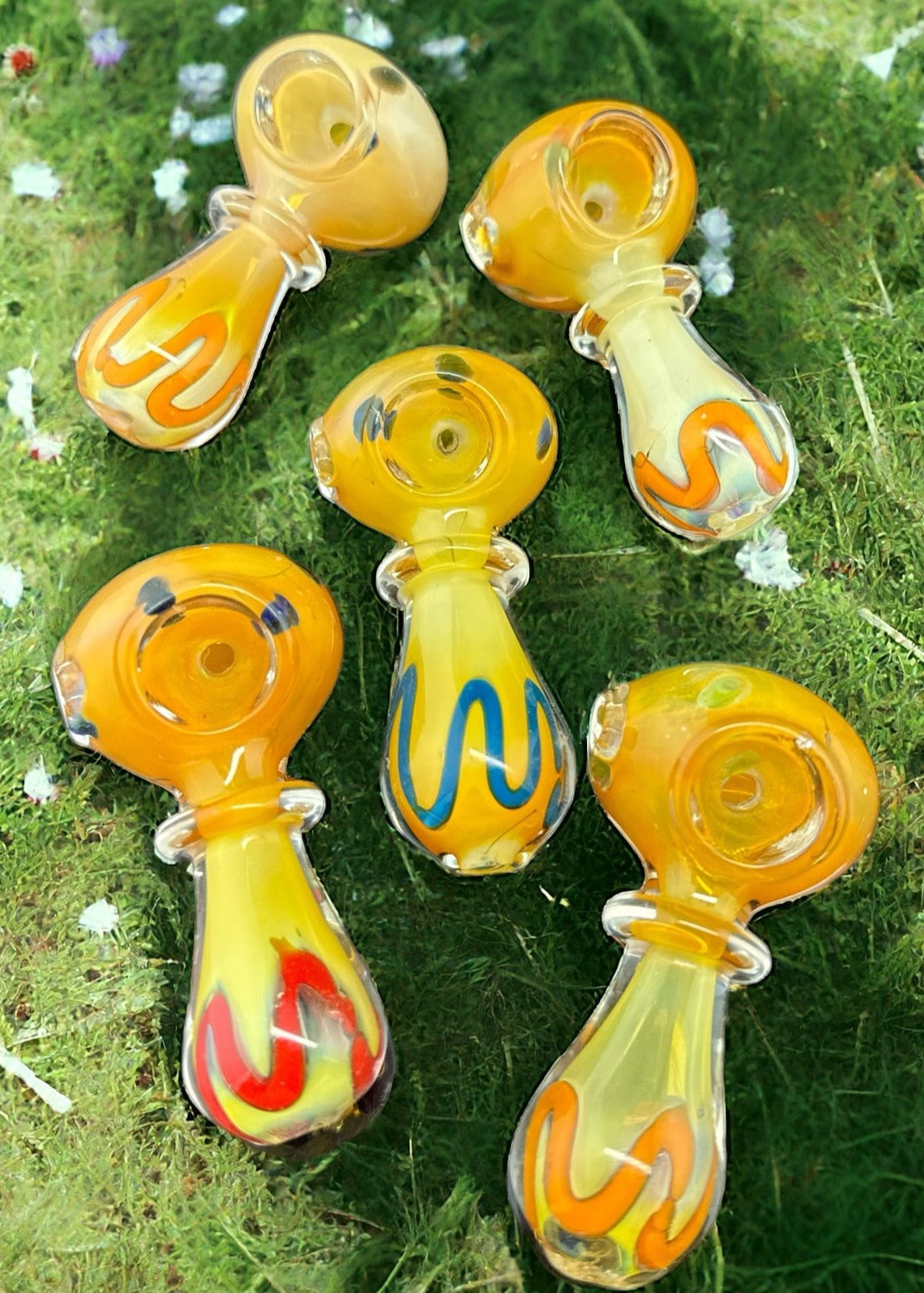 3" Gold Flaming STRIP Smoking Glass Pipe -4268