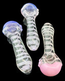 Slim Color Neon Striped Glass Pipe  -4273