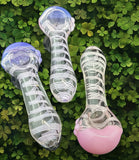 Slim Color Neon Striped Glass Pipe  -4273