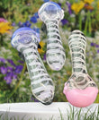 Slim Color Neon Striped Glass Pipe  -4273