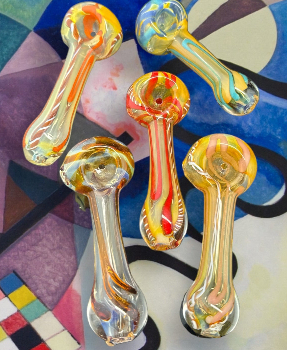 SMALL CLEAR SPIRAL STRIPED GLASS PIPE -4278