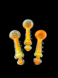 Thick Gold Fumed Color Changing Striped Glass Pipe -4284