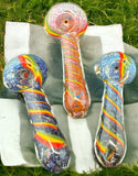 New 4” INCH Blue & Gold Fumed Color Changing Glass Hand Pipe Spiral Design Dichro Strip USA -4305