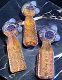 GOLD FLAMING AND SLIM COLORS AND SUPER FANCY SMOKING GLASS PIPE -4315